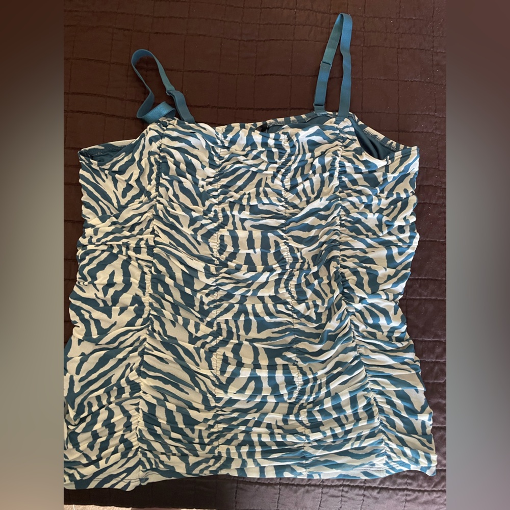 Torrid blue and White Zebra Print Women's tank Top
